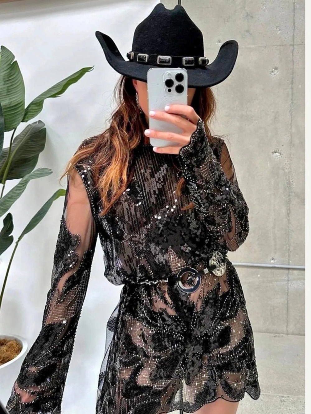 Sequin Mini Dress in Black Like New